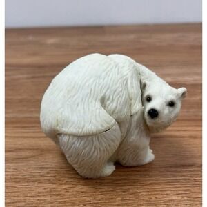 Polar Bear with Baby Stone Critter Keeper Trinket Jewelry Box with Lid